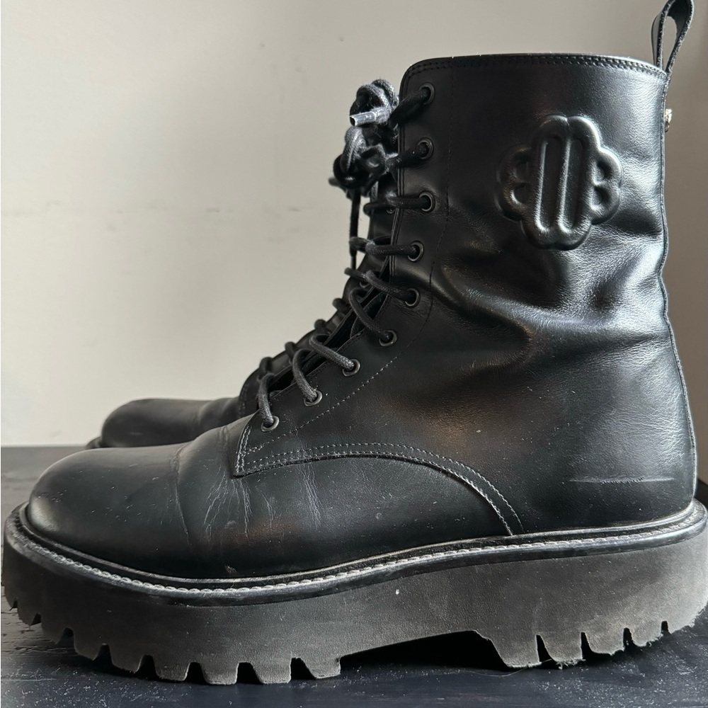 Maje Lace Up Platform Black Combat Boots